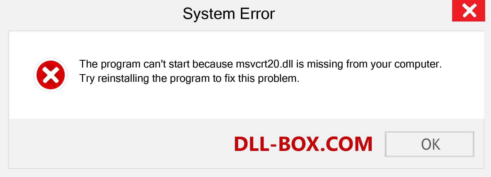  msvcrt20.dll file is missing?. Download for Windows 7, 8, 10 - Fix  msvcrt20 dll Missing Error on Windows, photos, images